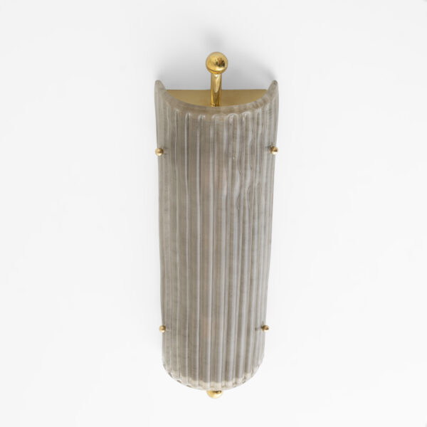 Pair of Art Deco Style Smoked Murano Glass and Brass Sconces - Image 6