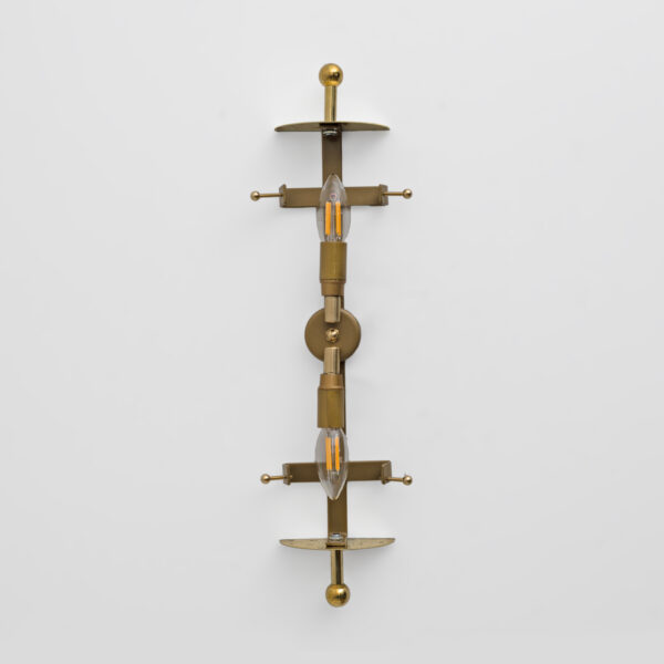 Pair of Art Deco Style Smoked Murano Glass and Brass Sconces - Image 5