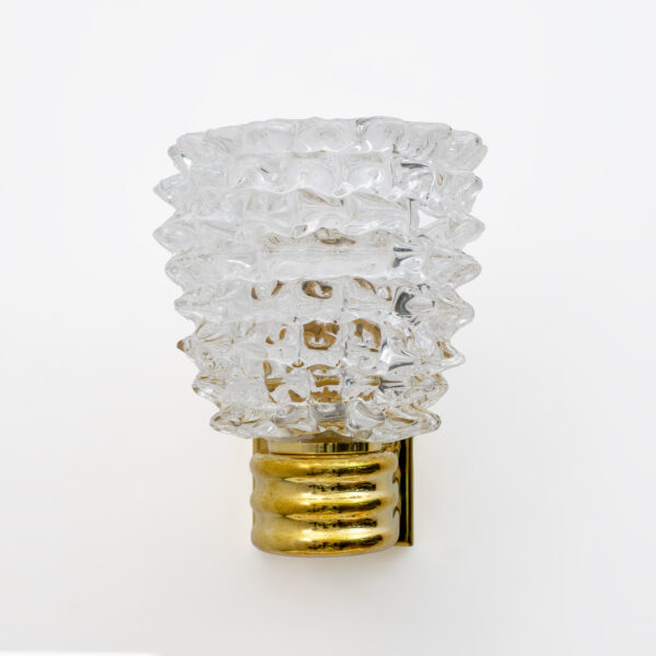 Art Dèco Style Brass and Rostrato Murano Glass Big Sconces, Pair - Image 4