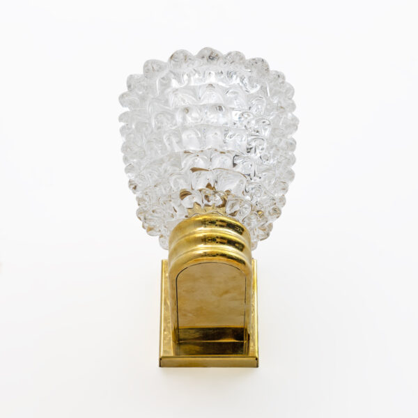 Art Dèco Style Brass and Rostrato Murano Glass Big Sconces, Pair - Image 2