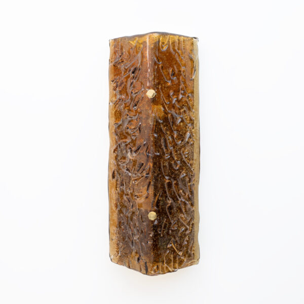 Pair of Mazzega Style Amber Murano Glass and Brass Sconces - Image 2
