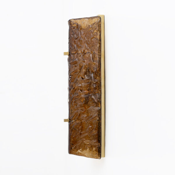 Pair of Mazzega Style Amber Murano Glass and Brass Sconces - Image 4