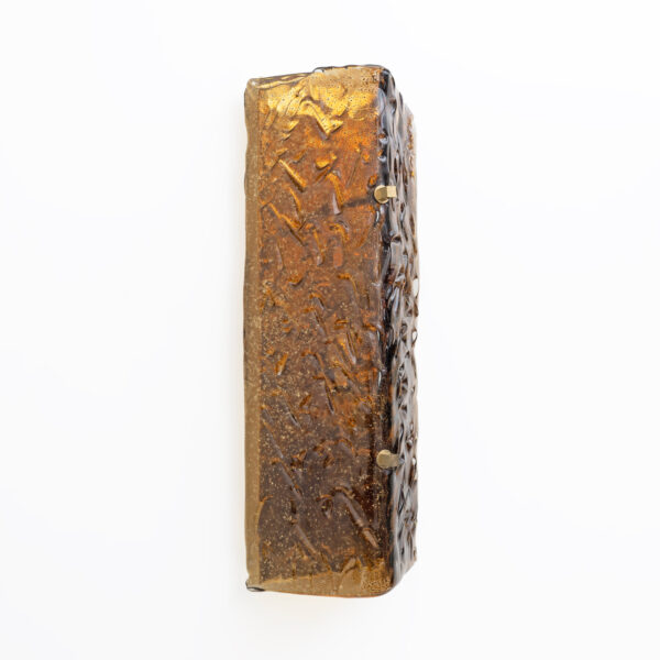 Pair of Mazzega Style Amber Murano Glass and Brass Sconces - Image 5
