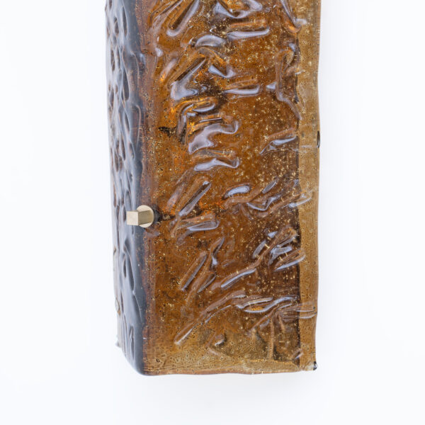 Pair of Mazzega Style Amber Murano Glass and Brass Sconces - Image 6