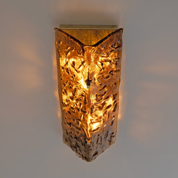 Pair of Mazzega Style Amber Murano Glass and Brass Sconces - Image 8