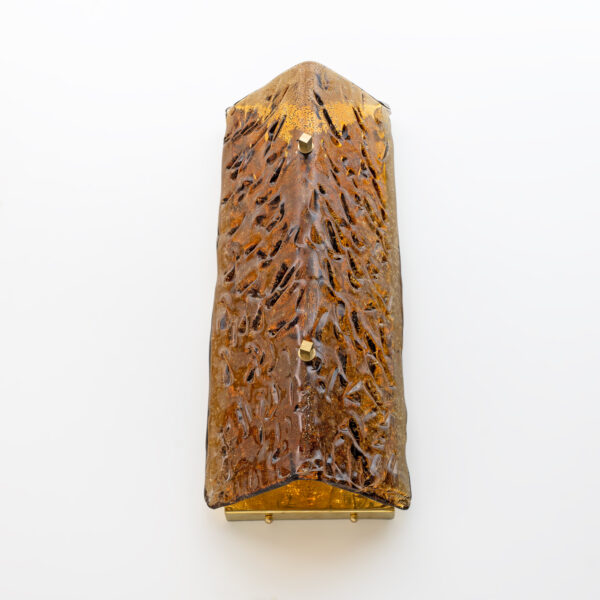 Pair of Mazzega Style Amber Murano Glass and Brass Sconces - Image 9