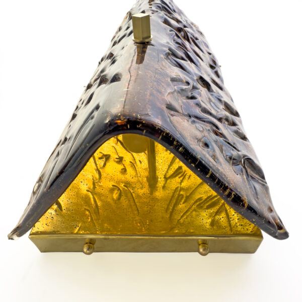 Pair of Mazzega Style Amber Murano Glass and Brass Sconces - Image 10