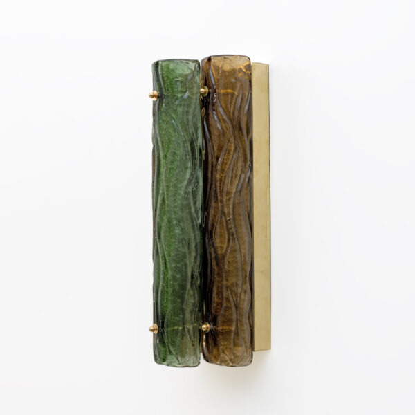 Pair of Amber and Green Murano Glass and Brass Sconces - Image 12