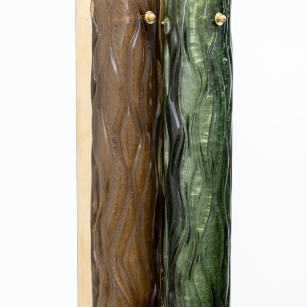 Pair of Amber and Green Murano Glass and Brass Sconces - Image 7