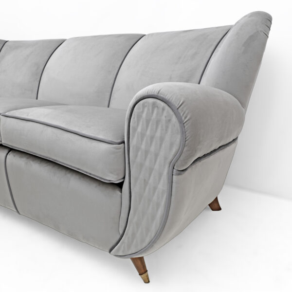 Attributed Guglielmo Ulrich Art Deco Italian Velvet Sofa, 1940s - Image 7
