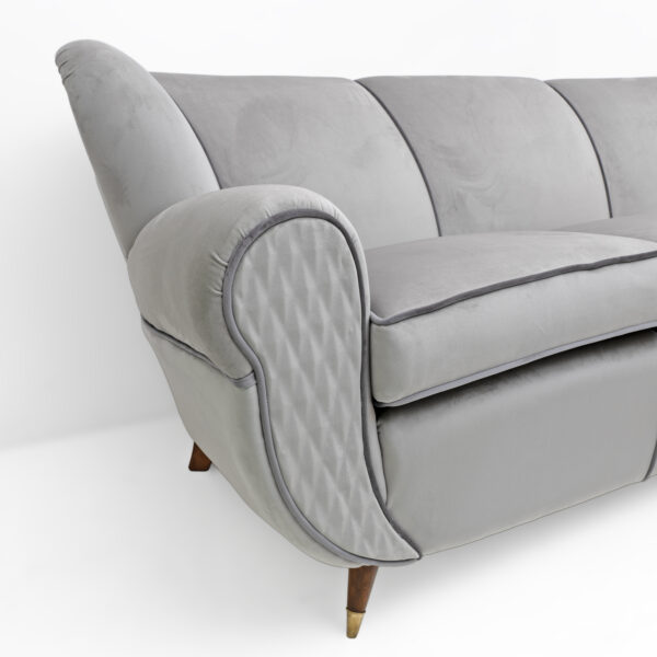 Attributed Guglielmo Ulrich Art Deco Italian Velvet Sofa, 1940s - Image 5