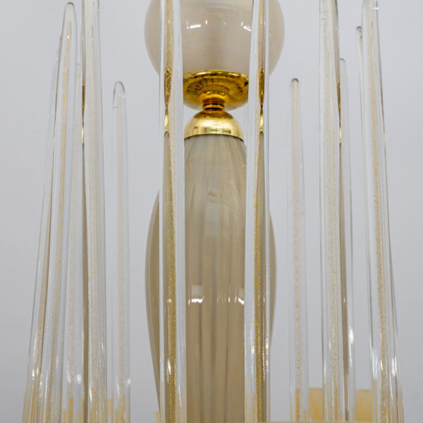 Mid Century Modern Style Brass and Murano Glass Big Chandelier - Image 9