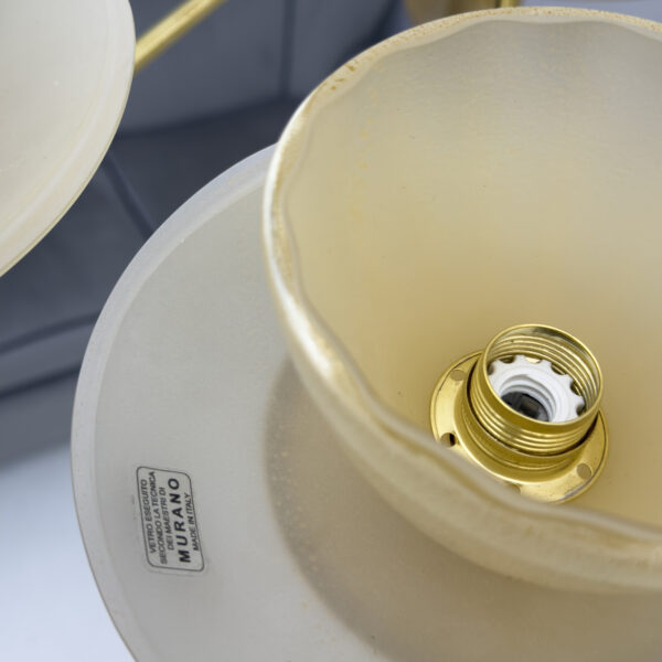 Mid Century Modern Style Brass and Murano Glass Big Chandelier - Image 12