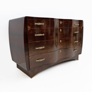 Art Deco Italian Thuja Root Curved Chest of Drawers, 1930s