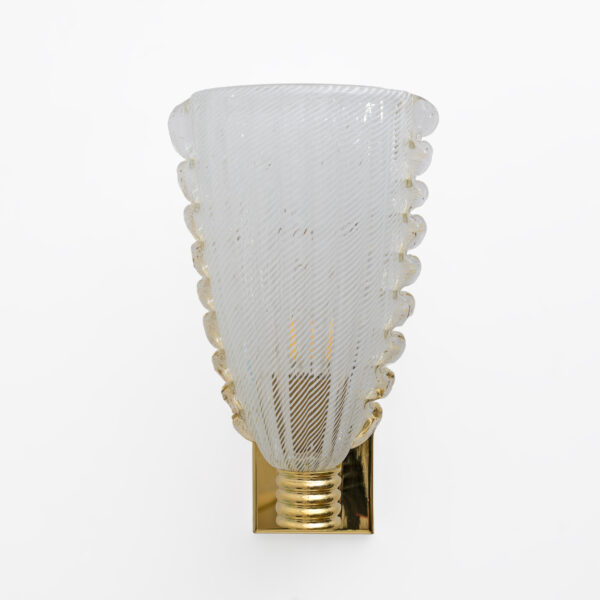 Barovier & Toso Brass and "Reticello" Murano Glass Sconces - Image 2