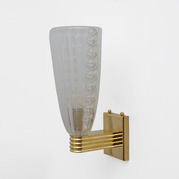 Barovier & Toso Brass and "Reticello" Murano Glass Sconces - Image 5
