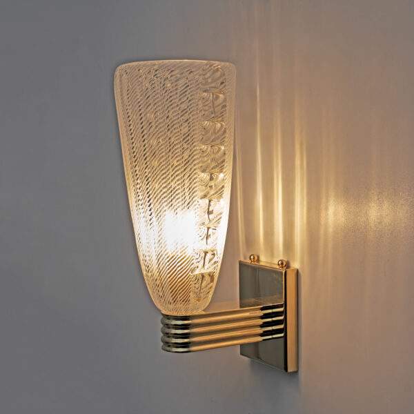 Barovier & Toso Brass and "Reticello" Murano Glass Sconces - Image 6