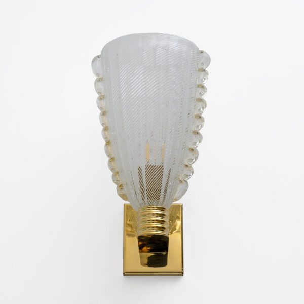 Barovier & Toso Brass and "Reticello" Murano Glass Sconces - Image 4