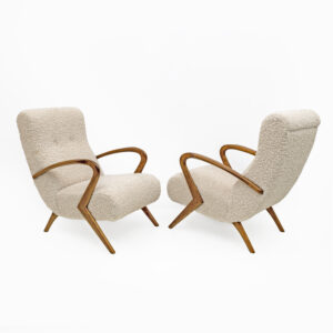 Attribute to Paolo Buffa Italian Bouclè Armchairs, Pair