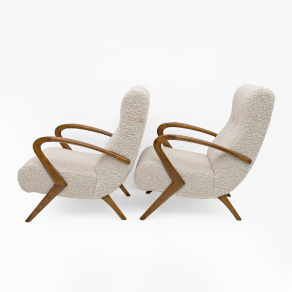 Attribute to Paolo Buffa Italian Bouclè Armchairs, Pair - Image 3
