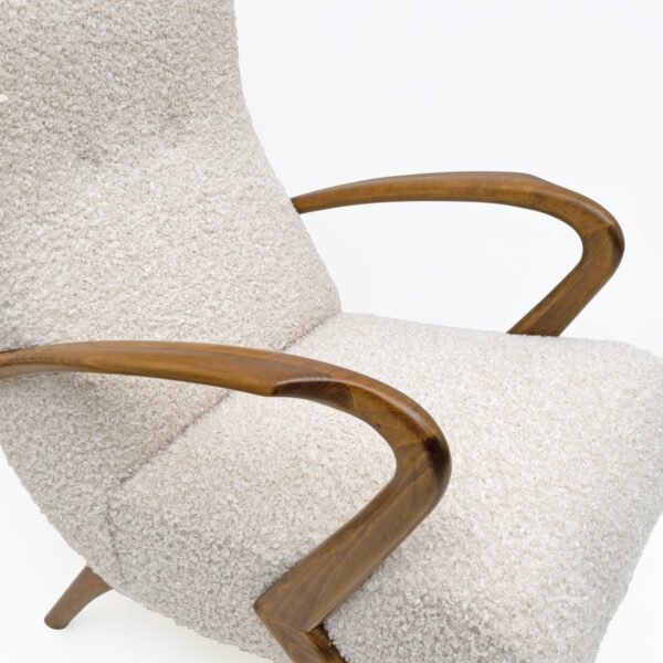 Attribute to Paolo Buffa Italian Bouclè Armchairs, Pair - Image 6