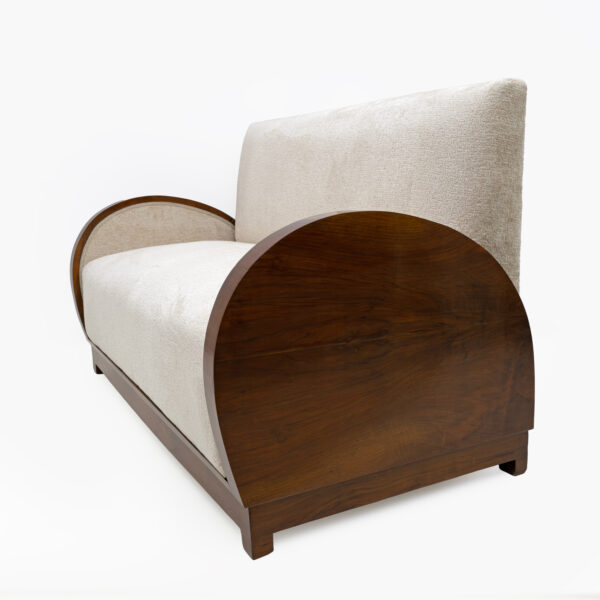 Art Deco Bouclè and Walnut Loveseat, Italy, 1930s - Image 9
