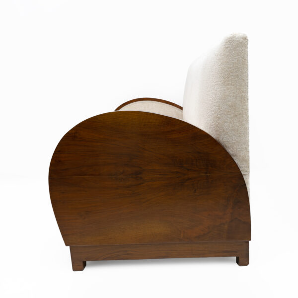 Art Deco Bouclè and Walnut Loveseat, Italy, 1930s - Image 8
