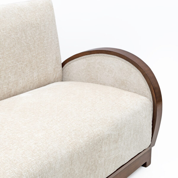 Art Deco Bouclè and Walnut Loveseat, Italy, 1930s - Image 5