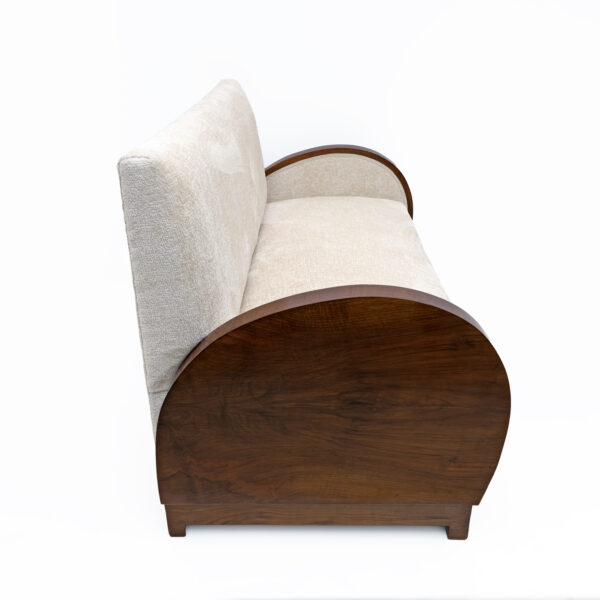 Art Deco Bouclè and Walnut Loveseat, Italy, 1930s - Image 4