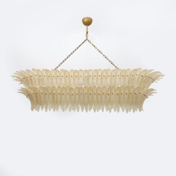 Italian Murano Glass and Brass Palmette Chandelier - Image 2