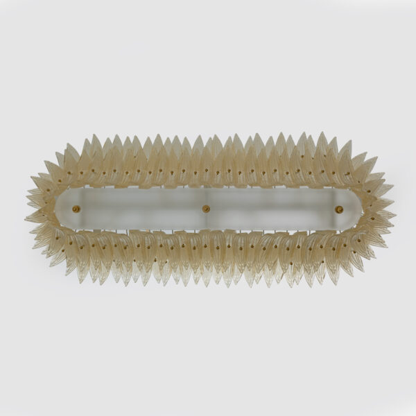 Italian Murano Glass and Brass Palmette Chandelier - Image 7
