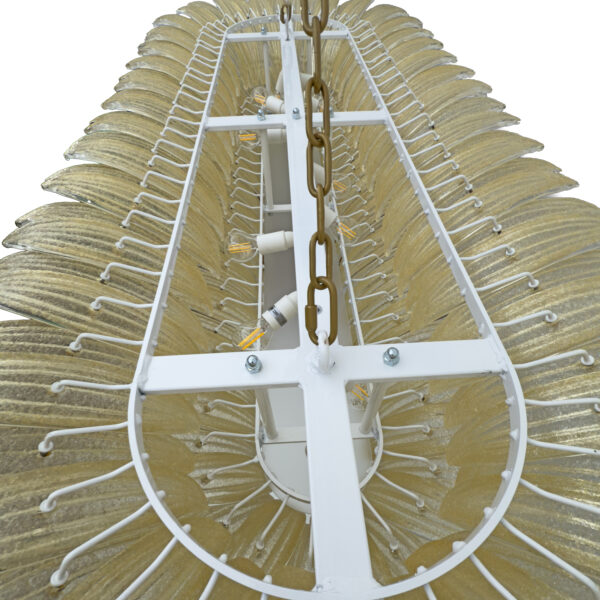Italian Murano Glass and Brass Palmette Chandelier - Image 9