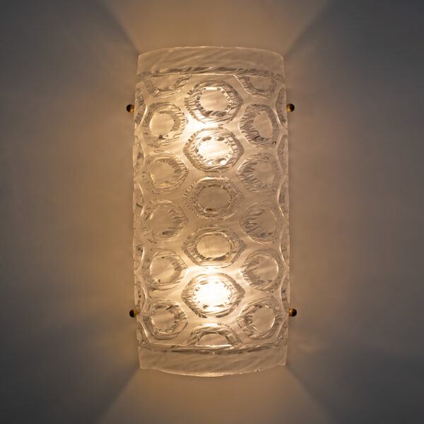 Pair of Modern Italian Murano Glass Textured Wall Sconces - Image 3
