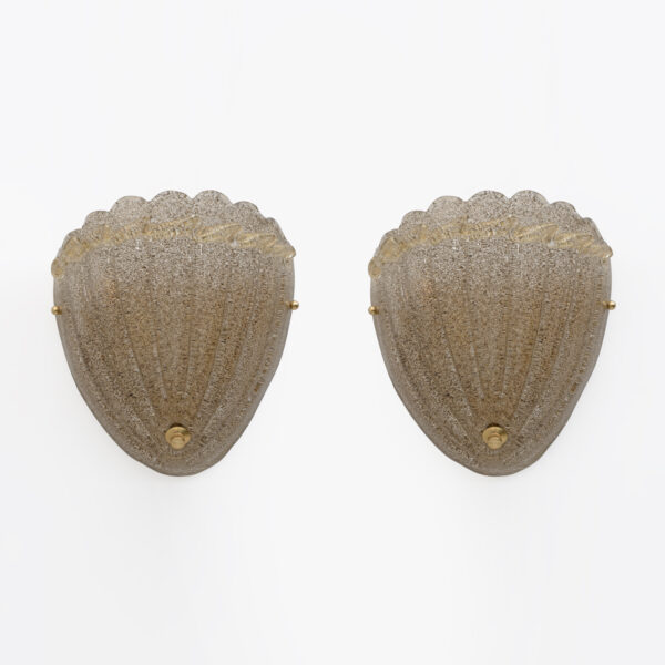 Pair of Mid-Century Modern Style Murano Glass Shell Sconces