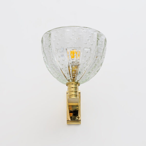 Seguso Brass and "Pelugoso" Murano Glass Sconces, Pair - Image 6