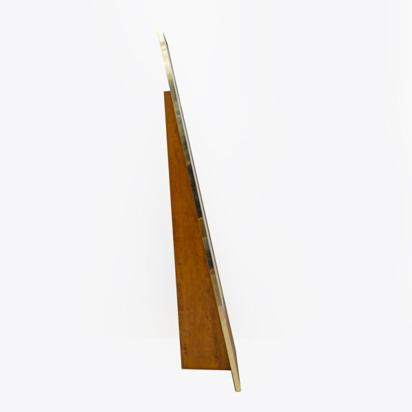 Mid-century Modern Brass and Wood Floor Mirror, Italy, 1970s - Image 9