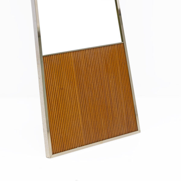 Mid-century Modern Brass and Wood Floor Mirror, Italy, 1970s - Image 8