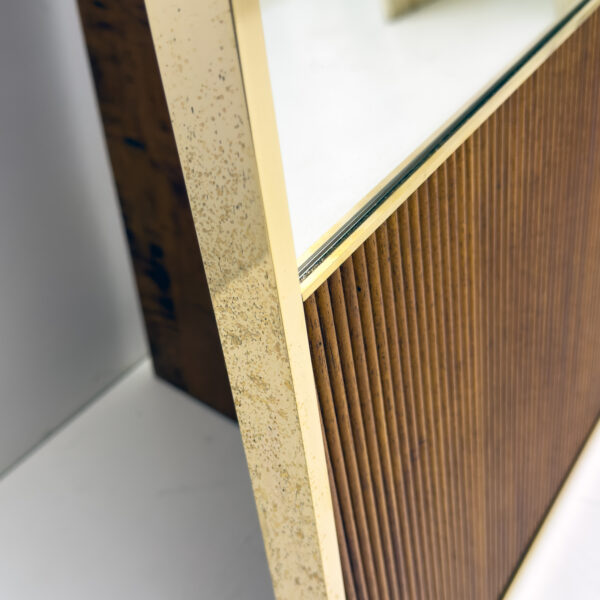 Mid-century Modern Brass and Wood Floor Mirror, Italy, 1970s - Image 5