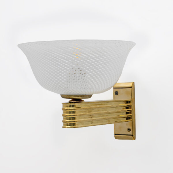 Carlo Scarpa Brass and Reticello Murano Glass Sconces for Venini - Image 6