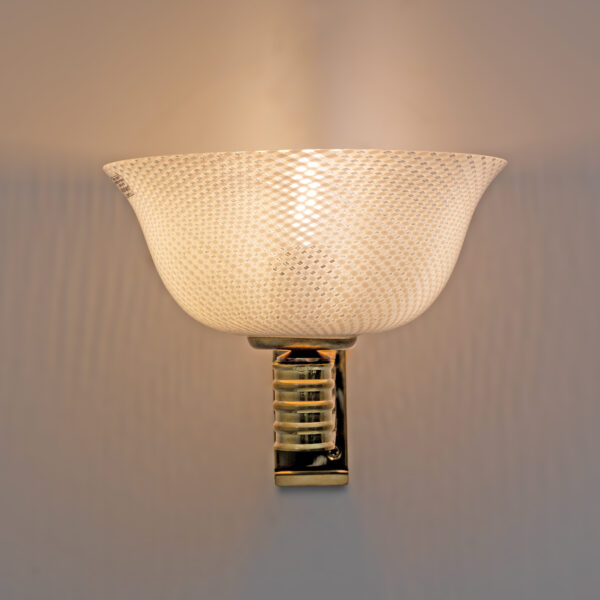 Carlo Scarpa Brass and Reticello Murano Glass Sconces for Venini - Image 5