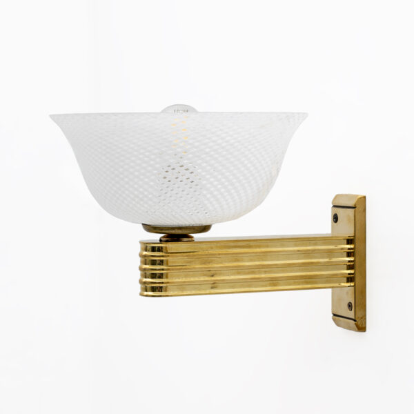 Carlo Scarpa Brass and Reticello Murano Glass Sconces for Venini - Image 4