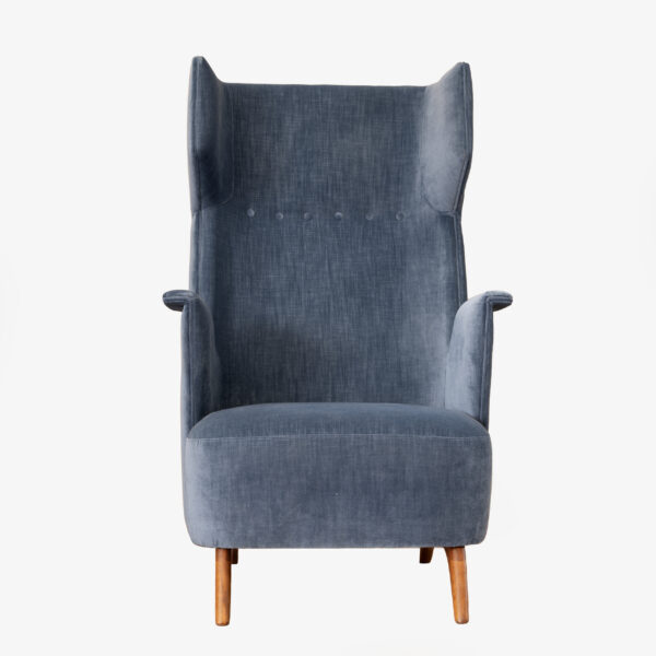 Pair of Italian Velvet High Back Armchairs, 1950s - Image 2