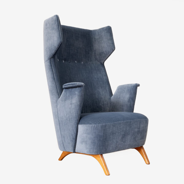 Pair of Italian Velvet High Back Armchairs, 1950s - Image 11
