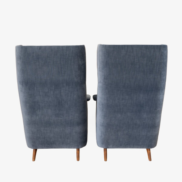 Pair of Italian Velvet High Back Armchairs, 1950s - Image 7