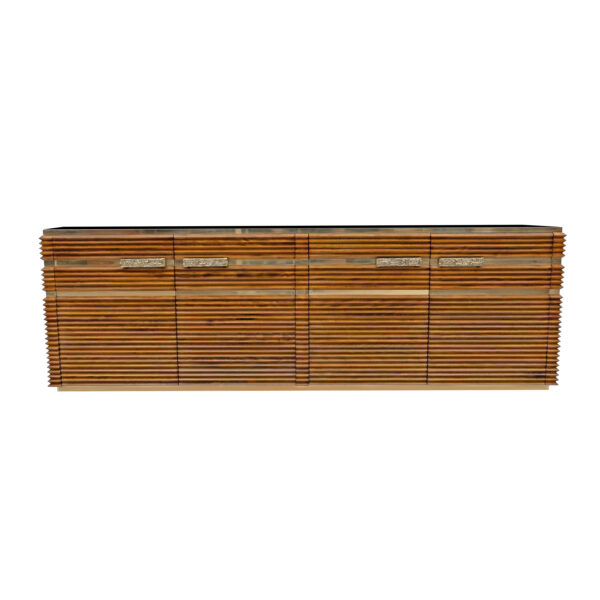 Mid-century Modern Italian Brass and Teak Sideboard, 1970s - Image 2