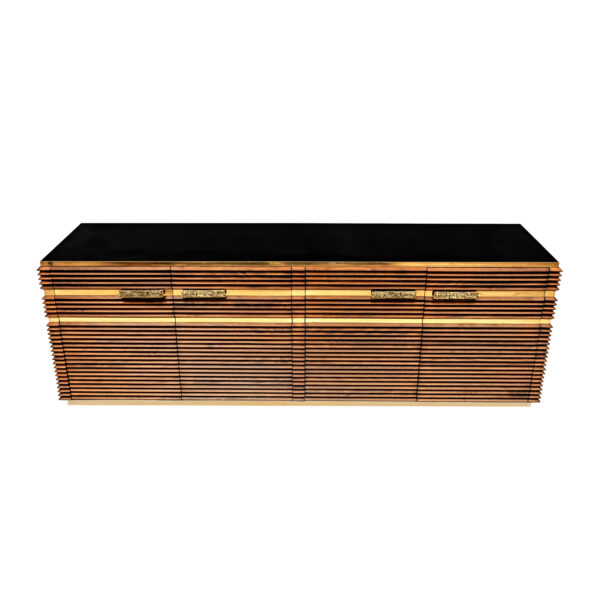Mid-century Modern Italian Brass and Teak Sideboard, 1970s - Image 3