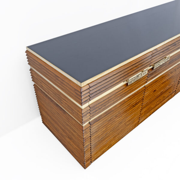 Mid-century Modern Italian Brass and Teak Sideboard, 1970s - Image 6