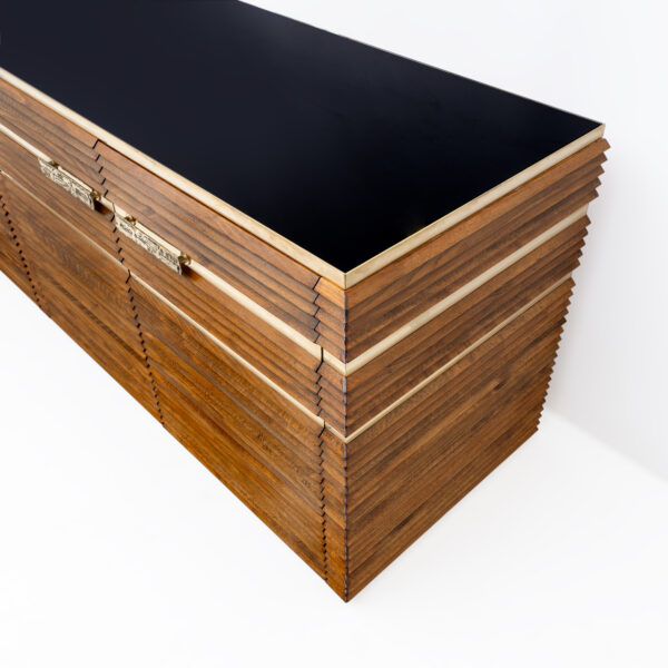 Mid-century Modern Italian Brass and Teak Sideboard, 1970s - Image 5