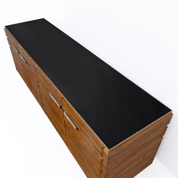 Mid-century Modern Italian Brass and Teak Sideboard, 1970s - Image 4