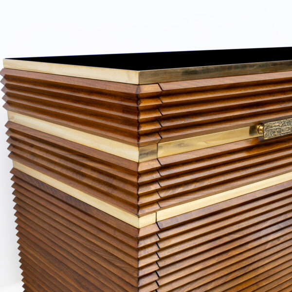 Mid-century Modern Italian Brass and Teak Sideboard, 1970s - Image 7